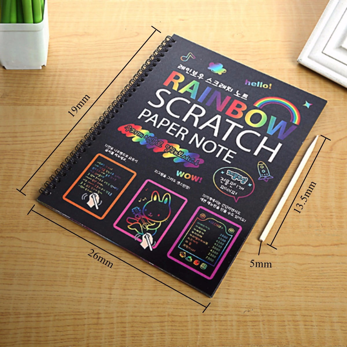16 Packs Scratch Note Pads, Magic Scratch Paper Sketch Art Note Pads with Wooden Stylus for Kids Have Fun and Creativity 14cm×10cm/5.5×3.9, 4 Colors Random Delivery 