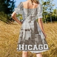 thumbnail image 3 of Monochrome Chicago skyline Sleeveless Dress Casual dresses clothes for women, 3 of 6