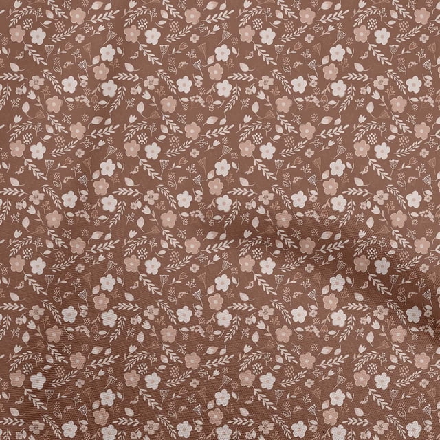 oneOone Tissu en Rayonne Marron Matériau de Robe Rétro Asiatique Tissu Imprimé au Mètre 56 Pouces de Large