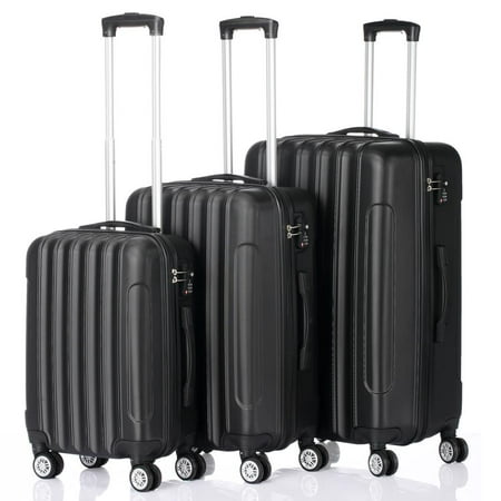 Zimtown 3 Piece Nested Spinner Suitcase Luggage Set With TSA Lock Black