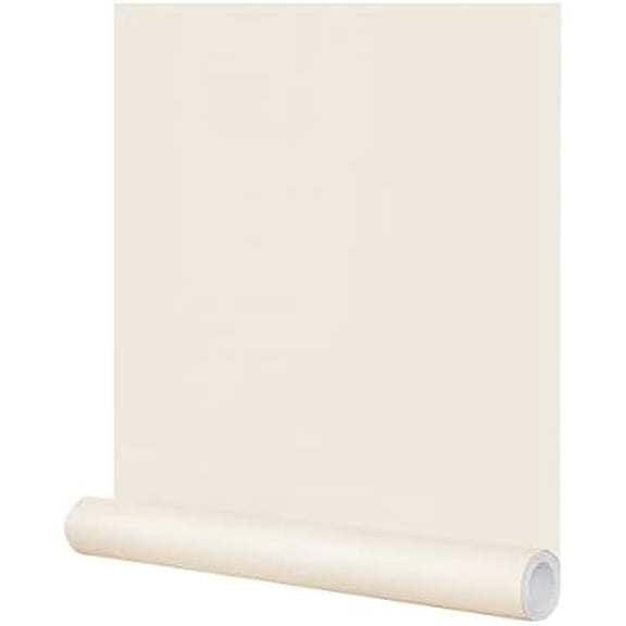 24"x394" Beige Peel and Stick Wallpaper Matte Beige Cream Contact Paper Solid Beige Wall Paper Self-Adhesive Thick Vinyl Removable Texture Cream Wallpaper for Cabinets Wall Decoration