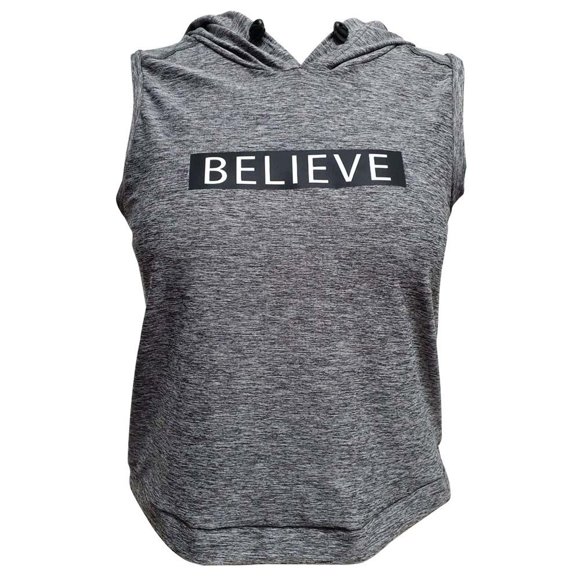 Playera Danskin para Mujer, Deportiva con Capucha Gris Jaspe Talla M