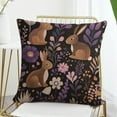 thumbnail image 7 of Porch Pillowcases Rabbits Brown Pink And Purple Pillow Protector 20"x20" Spring Floral Rabbit Decorative Pillow Cover Decoration for Sofa Couch, 7 of 7