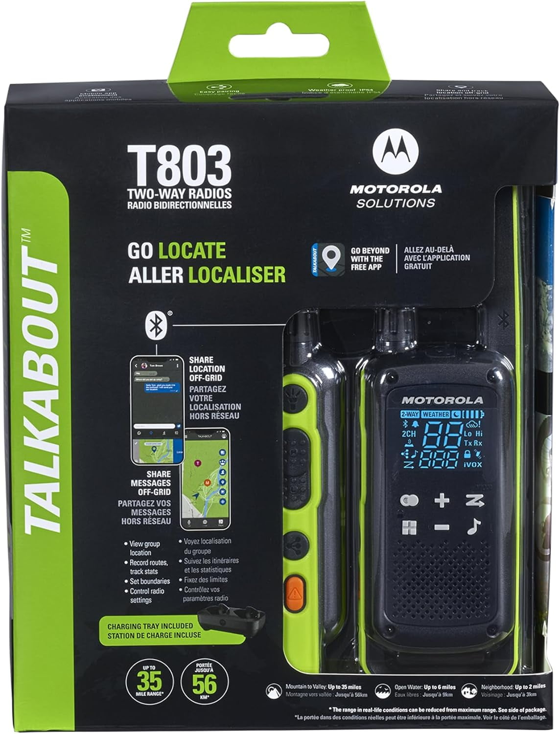 Motorola T803 Two-Way Radios 35 mi Bluetooth, Weatherproof