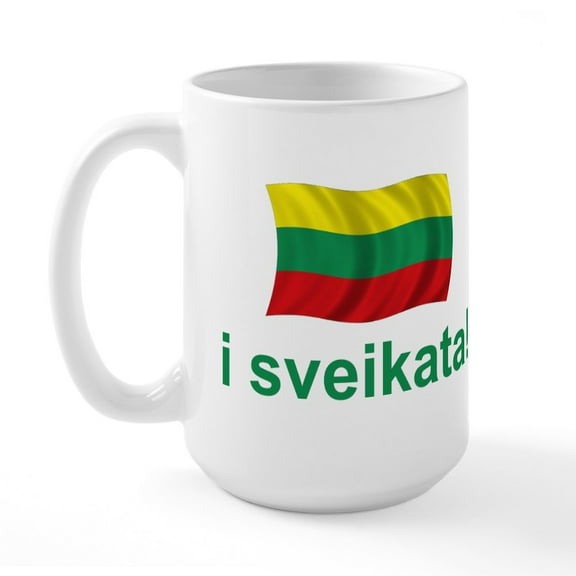 CafePress - Lithuanian I Sveikata! Large Mug - 15 oz Ceramic Large White Novelty Mug