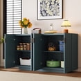 thumbnail image 3 of Atumon Credenza with 4 Doors, Wood Buffet Cabinet, Storage Cabinet with Adjustable Shelves, Modern Accent Cabinet for Entryway Hallway Living Room, 59.8"L x 15.7"W x 33.4"H, Light Blue, 3 of 10