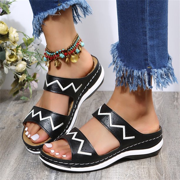 NECHOLOGY Two Strap Sandals Women Round Women's Shoes Shoes Wave