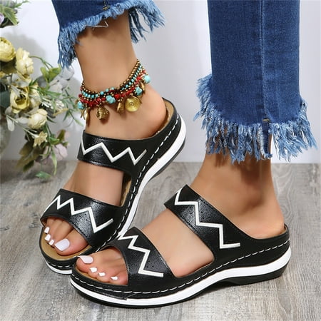 

Women s Ladies Fashion Casual Solid Open Toe Platforms Sandals Beach Shoes Black 6.10053