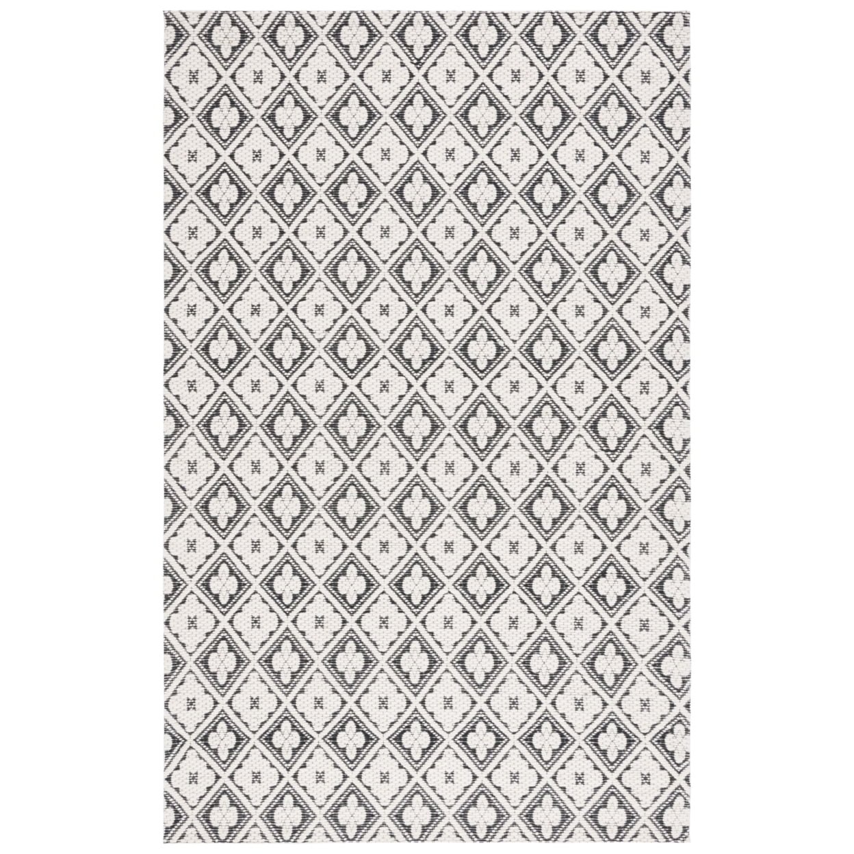 SAFAVIEH Marbella Rosario Geometric Area Rug, Black/Ivory, 6' x 6' Round