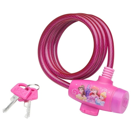 Female Twist Lock - Princess Bike Lock (Pink), Keep your bike safe with a twisted steel cable and key lock By Pacific Cycle