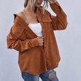 thumbnail image 4 of Lovskoo 2024 Long Sleeve Shirts for Women Corduroy Button Down Shirt Casual Print T-Shirts Single Breasted Fall Spring Loose Shirt Tops Blouse Brown, 4 of 7