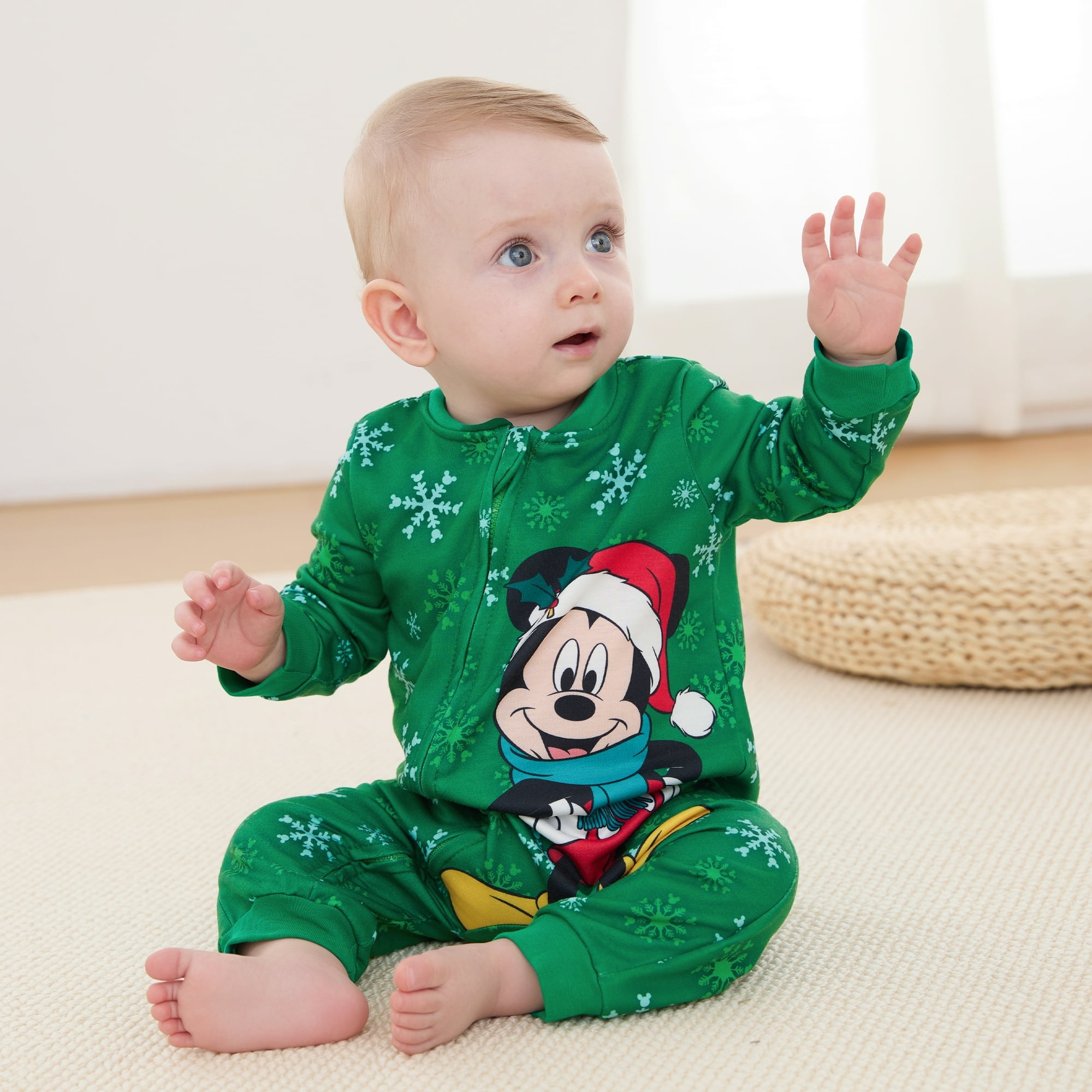Disney Mickey Mouse Baby Girls Boys Coverall Christmas Jumpsuit Zip Up Outfits, Baby Shower Gifts Newborn to Infant