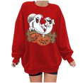 thumbnail image 1 of HKEJIAOI Halloween Hoodies for Femmes Manches Longues Col Rond Imprimé Graphique Moderne Halloween Célébration Esthétique Rouge-1, 1 of 4