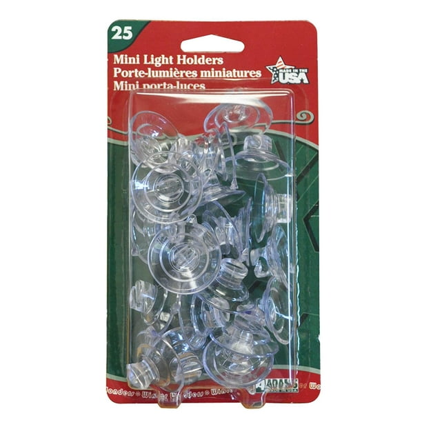 Christmas Light Suction Cups [Set of 25] Mini Light Suction Cup Hooks