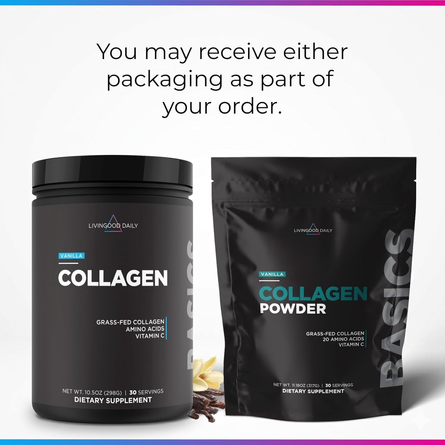 Livingood Daily Vanilla Collagen Powder for Women & Men, Hydrolyzed Collagen Peptides Powder with Vitamin C, Protein with 20 Amino Acids, Type I & III, Grass Fed, Keto, Paleo, Gluten Free, 30 Srvgs