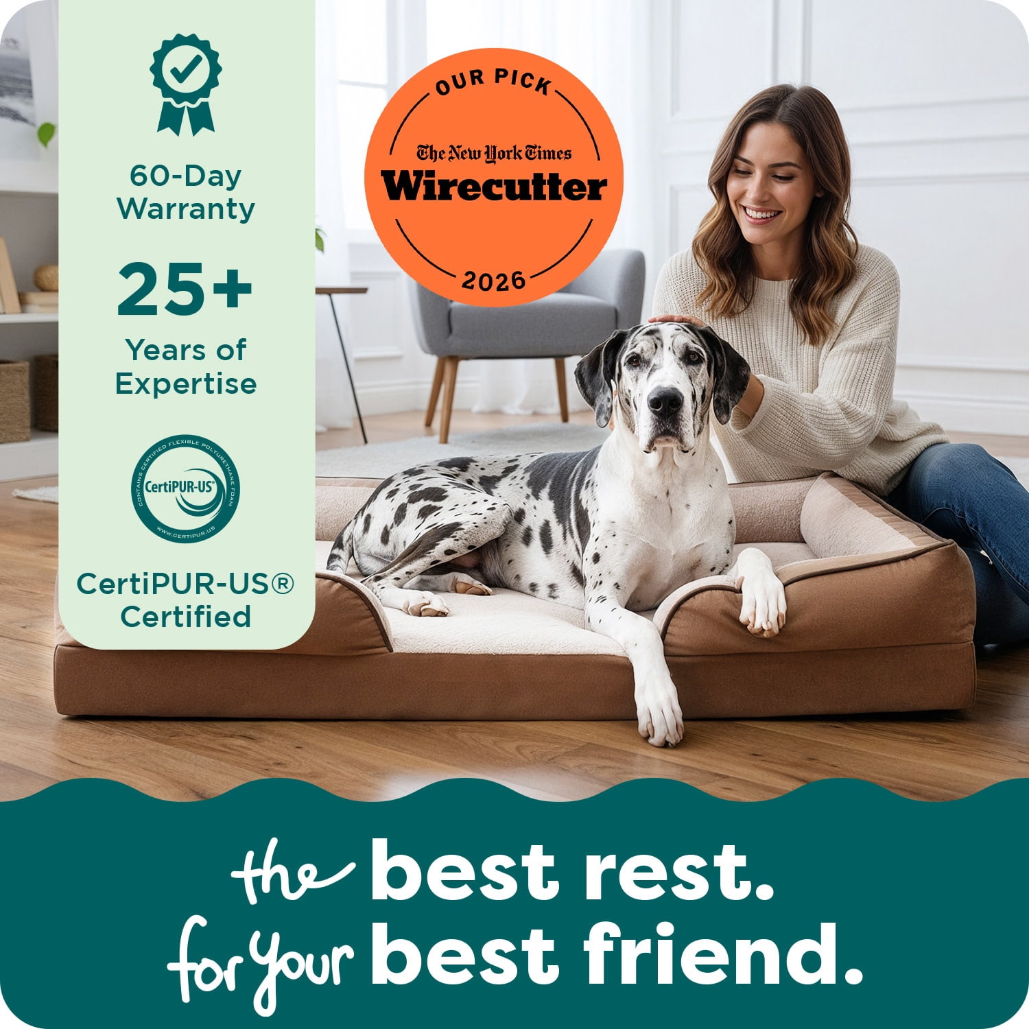 FurHaven Pet Products | Cooling Gel Memory Foam Orthopedic Perfect Comfort Velvet Waves Sofa-Style Couch Pet Bed for Dogs & Cats, Brownstone, Jumbo Plus