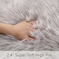 thumbnail image 2 of Tzou Fluffy Area Rug, Thick Faux Fur Chair Couch Cover Small Shaggy Rug Carpet for Bedroom, Kids/Baby Room, Shag Floor Furry Bedside Fuzzy Carpet, Grey, 2 x 6 ft, 2 of 6