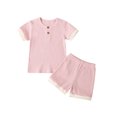 thumbnail image 1 of Mialoley Ensemble Costume 2 Pcs pour Enfants, Unisexe Col Rond Manches Courtes Pull + Short pour l'Été, 18 Mois-6 Ans, 1 of 9