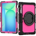 thumbnail image 3 of for Samsung Galaxy Tab S10 FE Plus 2025 Kids Case Heavy Duty Rugged Shockproof Silicone Hybrid Protective Case Cover Rotating Ring Stand Hand Grip+Pencil Holder+Screen Protector, Black+Rose, 3 of 6