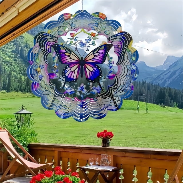 Outdoor Butterfly Decorations - Birthday Gifts for Women Mom Grandma, Butterflies Hanging Wind Spinner 12 inch 3D Wind Sculptures for Garden Decor for Outside, Patio, Yard, Outdoor