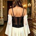 thumbnail image 4 of KHONTS Women's Bustier Tops Floral Corset Top Elegant 3D Flower Beaded Underwire Push up Adjustable Spaghetti Straps Boned Crop Top for Party Wedding Prom 01-Black L, 4 of 8