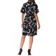 thumbnail image 3 of Vestidos de verano para mujer INSPIRE CHIC, de manga corta, con escote en V, cintura alta, con abertura, estampado, plisado, hasta la rodilla, talla XL, negro y blanco, 3 of 6
