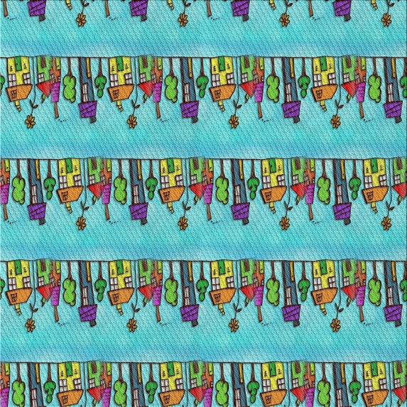 Ahgly Company Indoor Square Patterned Sky Blue Novelty Area Rugs, 6' Square