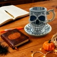 thumbnail image 5 of Skull Head Ceramic Shaped Tea Coffee Mug With Saucer Set Gothic Tea Cup - Funny Home Accessories for Hot Drinks - Cute Cups Presents - Cup Set, 5 of 5