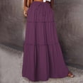 thumbnail image 2 of JUNWELL Womens Boho Maxi Skirts Elastic Waist Ruffle Tiered Pleated A-Line Flowy Beach Vacation Summer Skirts with Pockets, 2 of 7