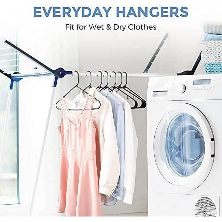 HOUSE DAY Black Plastic Adult Hangers 16.5 24-Pack: Light-Weight,  Space-Saving, Heavy-Duty for Laundry & Everyday Use