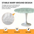 thumbnail image 2 of Elastic Fitted Round Tablecloth, Green Waterproof Stretch Table Cover for 55"-60" Tables, Modern Abstract Art Ombre Striped Washable Outdoor Tablecloths for Patio, Picnic, Camping, 2 of 9