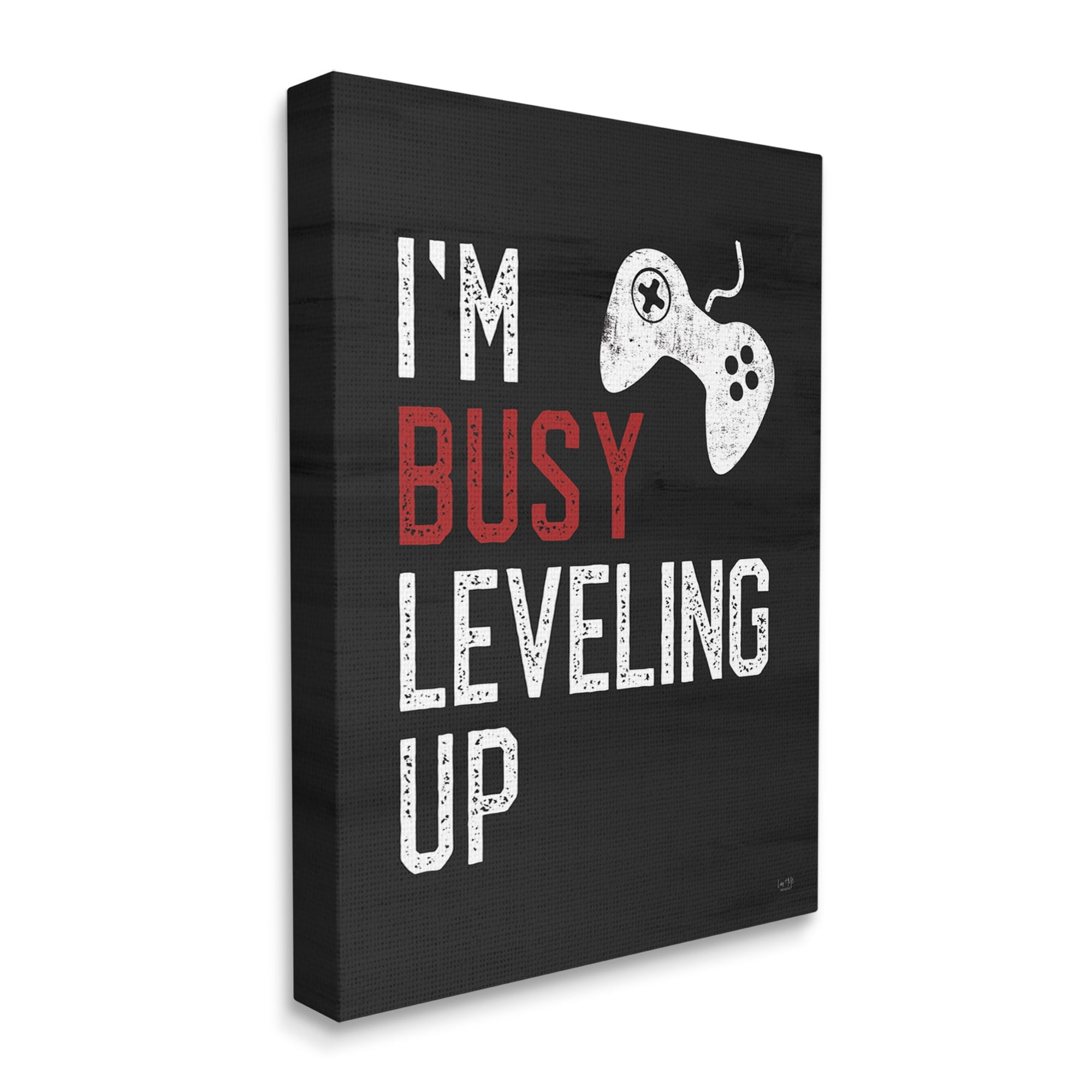 Stupell Industries Busy Leveling Up Video Game Controller Sign Kids Painting Gallery-Wrapped Canvas Print Wall Art, 36 x 48, Design by Lux + Me Designs