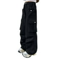 thumbnail image 3 of Cargo Pants Kids Classic Baggy Pants Kids Straight Leg Black Cargo Pants with Pocket Kids Clothes Girls Size 13-14 Years, 3 of 3