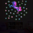 thumbnail image 3 of Pegatinas de pared luminosas de unicornio, pegatinas de pared, calcomanías murales para dormitorio, sala de estar, pared de TV, 3 of 5