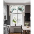 thumbnail image 3 of Teal Broccoli Swag Valance and Tier Curtains Set Rustic Farmhouse Flower Leaf Victorian Style Kitchen Curtains 3 Piece Set Rod Pocket Panels for Bedroom Cafe 56x36 inch, 3 of 6