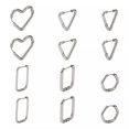 thumbnail image 2 of GKNET 12Pcs Stainless Steel Hoop Earrings Hypoallergenic Heart Rectangle Triangle, 2 of 5