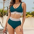 thumbnail image 2 of ZQGJB Women High Waisted Bikini Sets Front Twist V Neck Push up Padded Swimwear Tummy Control Swimsuits Color Block Two Piece Bathing Suit(Green,L), 2 of 8