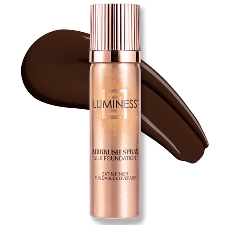 LUMINESS Silk Airbrush Spray Foundation - Full Coverage Foundation - Formula Hydrates & Moisturizes with Hyaluronic Acid, Aloe Vera & Hydrolyzed Silk (Shade - Rich Dark)