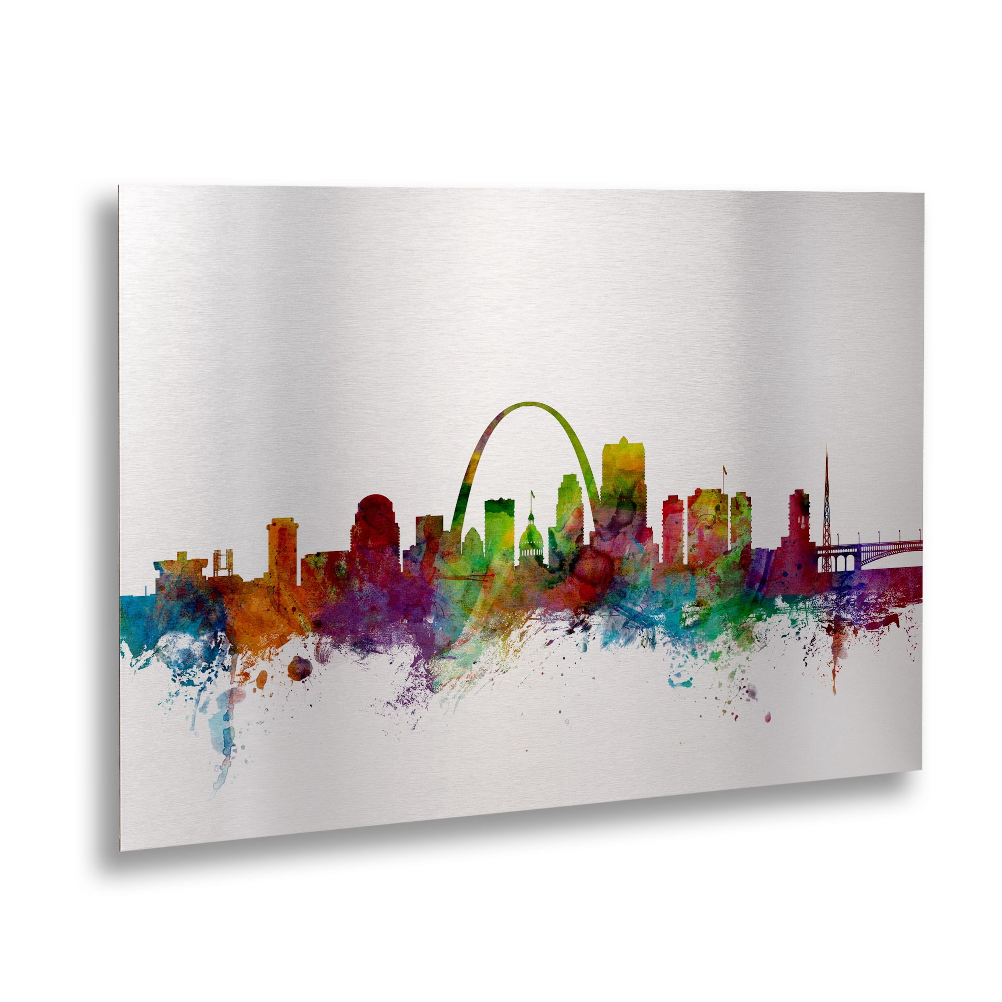 Trademark Fine Art 'St. Louis Missouri Skyline' Brushed Aluminum Wall Art Art by Michael Tompsett