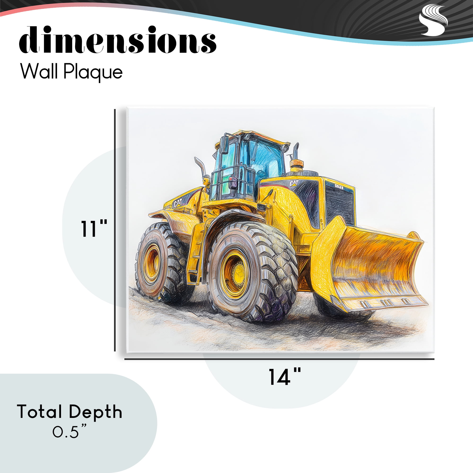 Stupell Industries Industrial Excavator Drawing Wall Plaque Art, design by Steve Hunziker