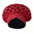 thumbnail image 4 of Envolturas de cabeza de turbante , bufanda de cabeza de diamantes de imitación con cordones, gorro de mujer Beanie Cap Bonnet Hijab Hat para Color Fernando turbante africano, 4 of 8