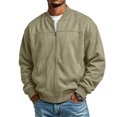 thumbnail image 2 of Rexolia Mens Cotton Jacket Lightweight Full Zip Windproof Stand Collar with Pockets Outdoor Hiking Fall Army Green L, 2 of 7