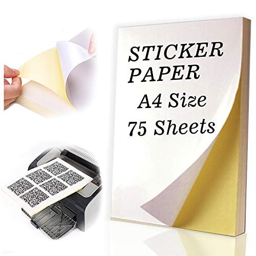 Happlee Sticker Paper 75 Sheets Size Glossy Printable Shipping Labels Full Sheet With Self Adhesive For Inkjet And Laser Printer Walmart Com