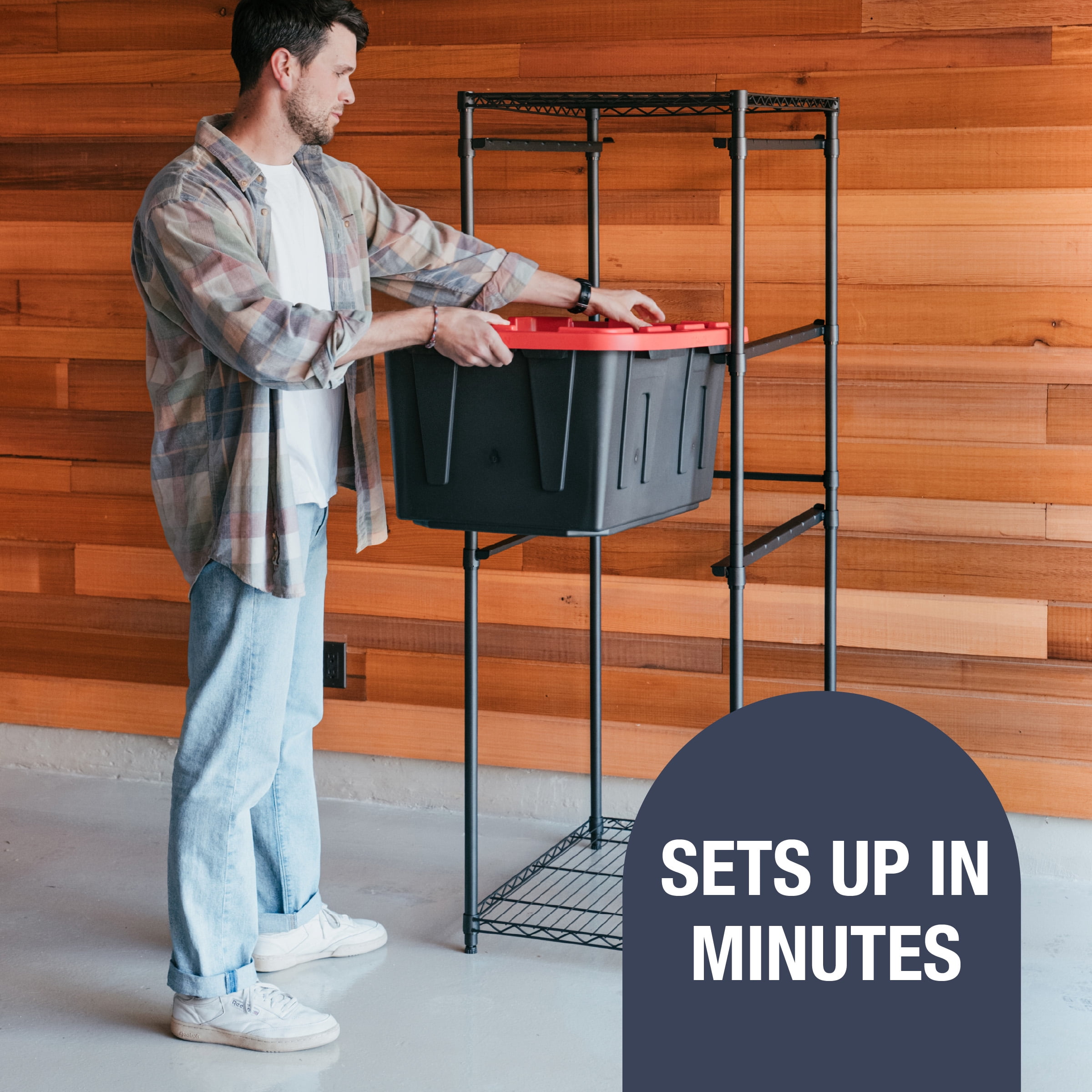 Hyper Tough 27G Totes 4pk & Clevermade Rack