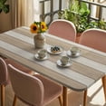 thumbnail image 3 of Brown Ombre Wooden Table Cloths for 5 Foot Rectangle Tables, Farmhouse Retro Khaki Wood Patio Waterproof Elastic Fitted Tablecloths, Washable Rectangular Table Cover for Camping, 3 of 8