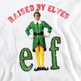 thumbnail image 2 of Elf Christmas Raised By Elves Unisex Adult Crewneck Sweatshirt (Small) White, 2 of 5