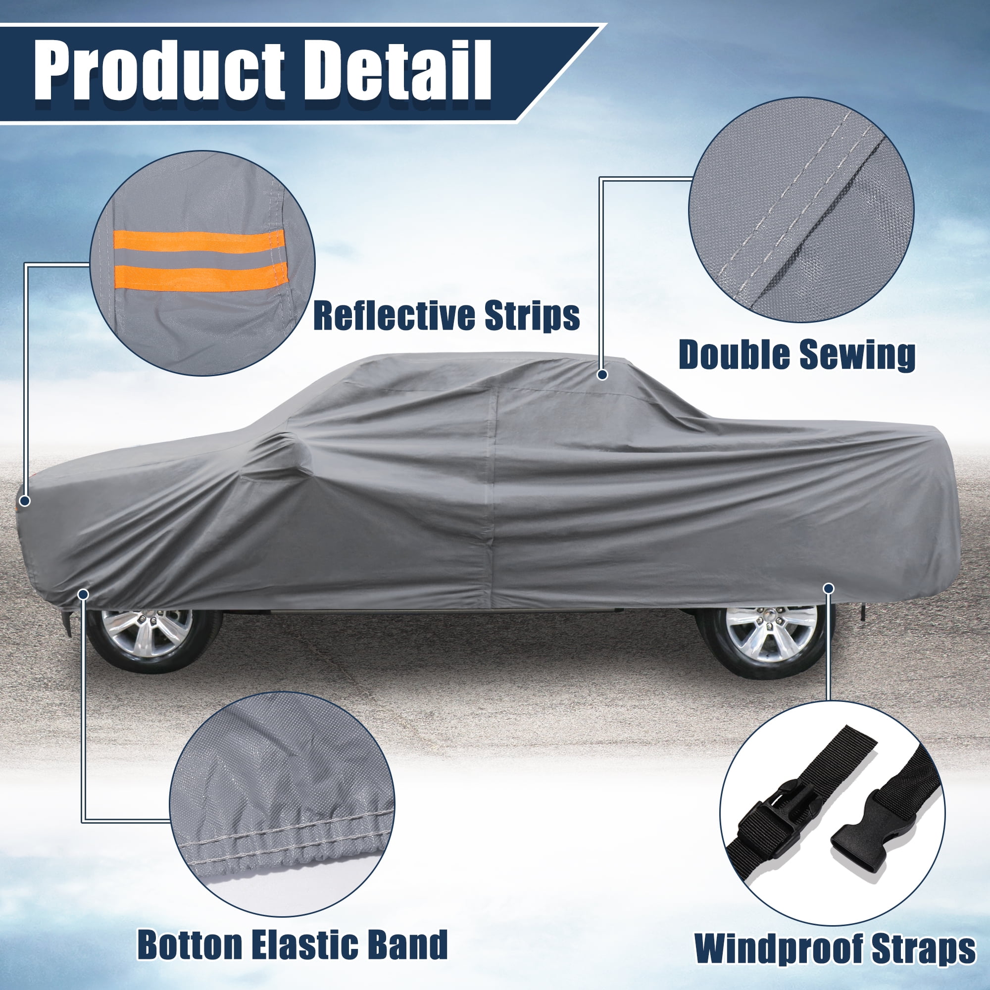 Unique Bargains Pickup Truck Cover for Ford F350 Crew Cab 4 Door Gray Sun Rain Protection