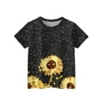 thumbnail image 3 of CCRFTGI Cute Teen Girl Shirts Size 6 Summer Short Sleeve Sunflower Print Tee Shirts Casual Loose Comdy Girls Clothes Crew Neck Shirts Yellow 3-4 Years, 3 of 4