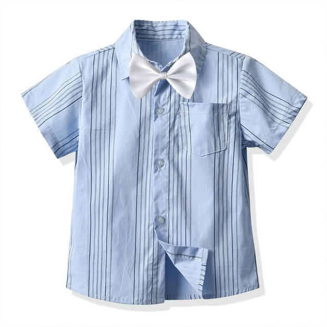 ITFABS Chemise d'Été pour Petits Garçons, Haut à Manches Courtes avec Col à Revers et Boutonnage Simple