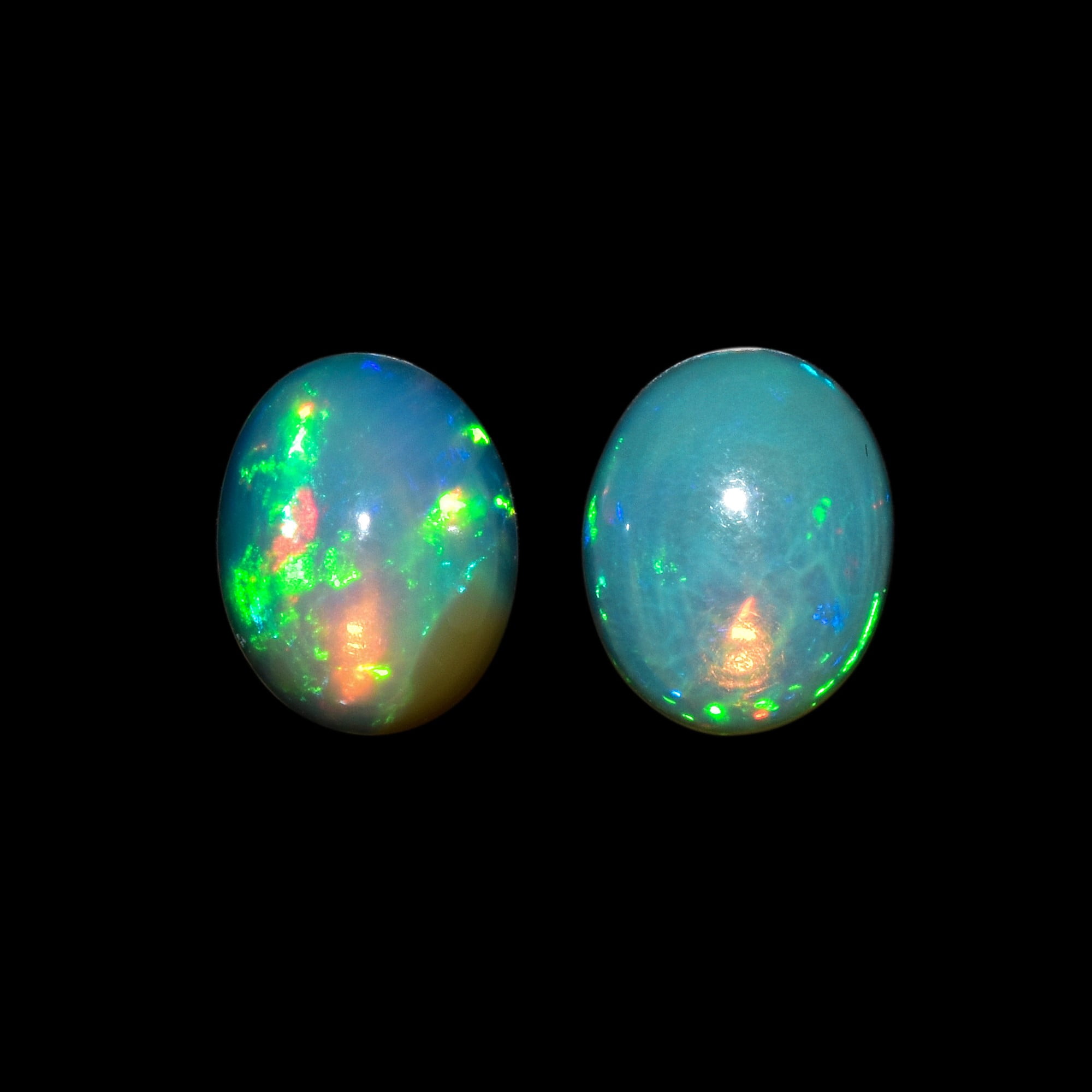 2pcs, Natural Ethiopian Fire Opal Oval Cabochon Gemstone, Opal Rock Crystals, DIY-Crafts Jewelry Making Loose Supply, Chakra Healing Energy, Birthstone Gift for Her, Wire Wrapping Stone